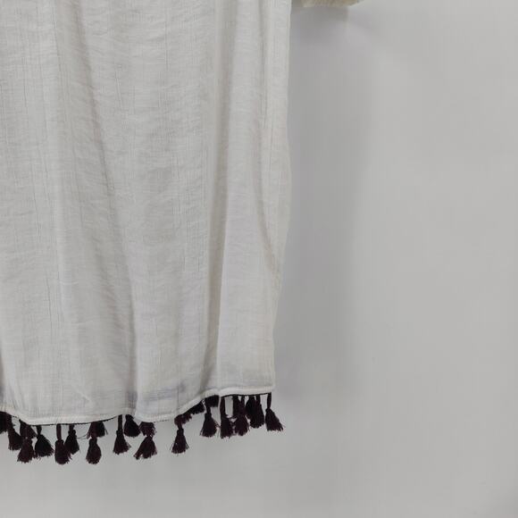 Kona Sol Cover Up Plum Purple Tassel Trim Boho Embroidered M - Picture 7 of 16